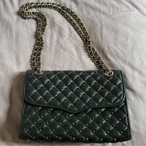 Rebecca Minkoff Quilted Affair Studed Green Chain Shoulder/Crossbody Bag
